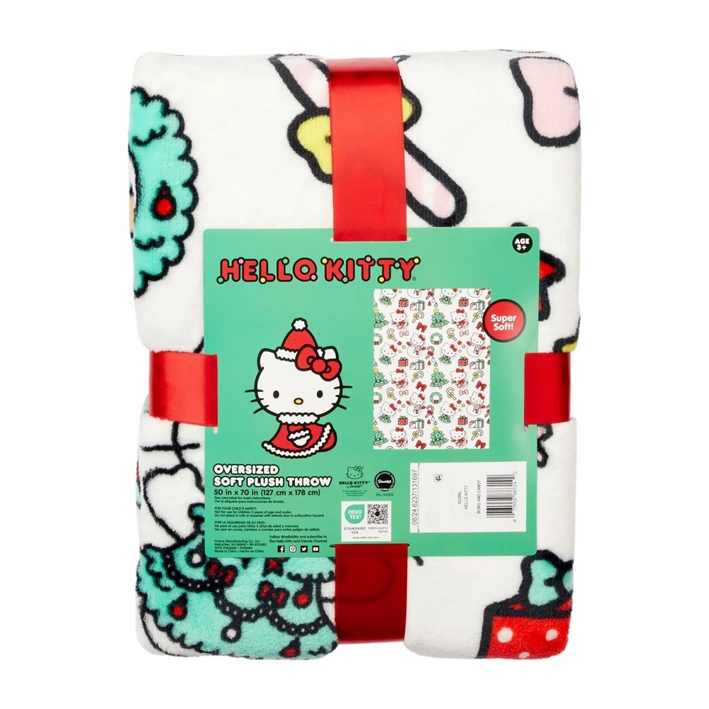NWT - Sanrio Hello Kitty Christmas Folded Soft Throw Blanket